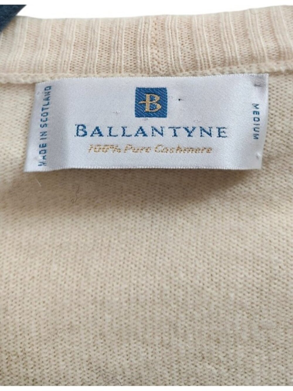 Vintage Ballantyne Scotland 100% Pure Cashmere Cream Long Cardigan Sweater M - Picture 7 of 12